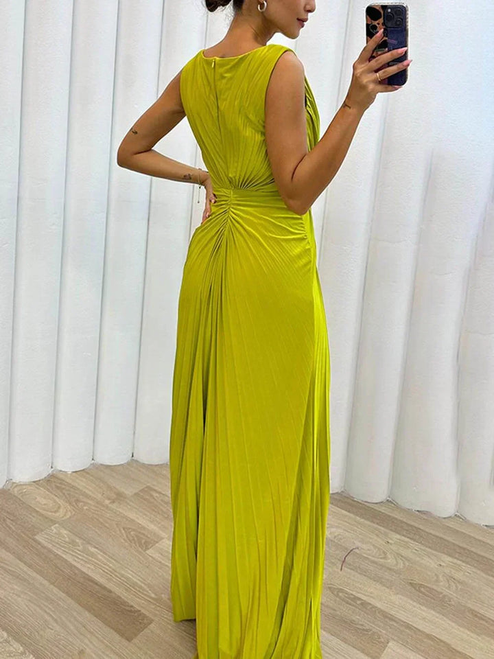 Freesia | Women's Wedding Guest Pleated Maxi Dress Evening