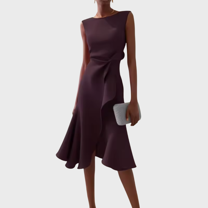 Sheila™ | Draped Asymmetric Midi Dress