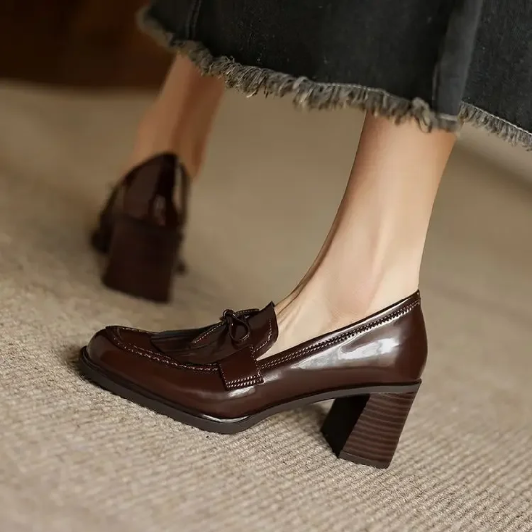 Vivienne | Women's Tassel Loafer Pumps Block Heel Round Toe Heels
