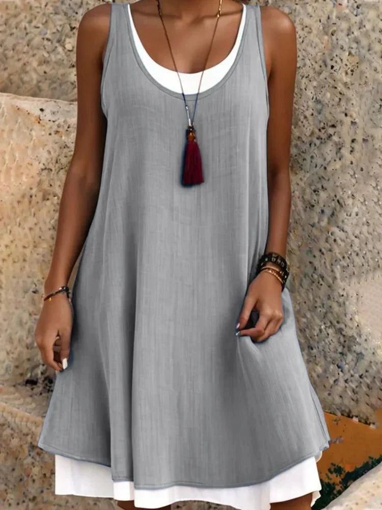Tessa | Women's Sleeveless Scoop Neck Layered Mini Dress
