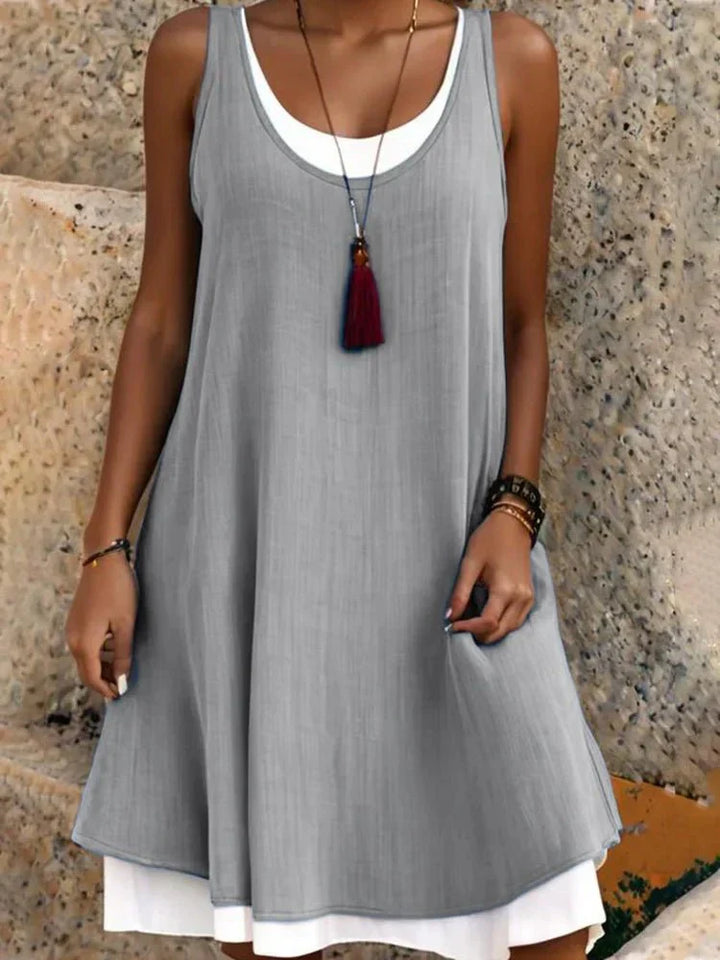 Tessa | Women's Sleeveless Scoop Neck Layered Mini Dress