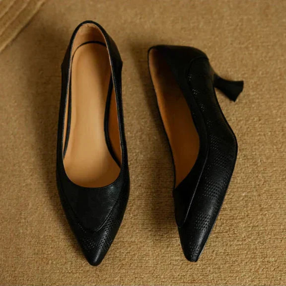 Paloma | Women's Pointed Toe Kitten Heel Pumps Slip On Mid Heel