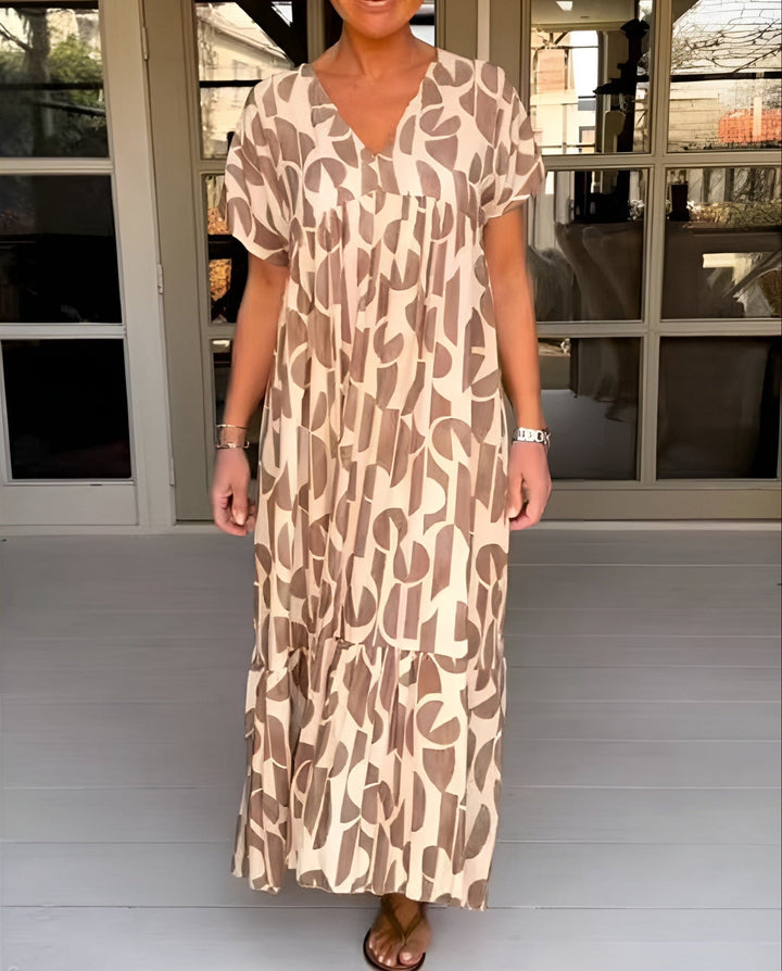 Pearl | Women's V Neck Flowy Draped Midi Dress Evening