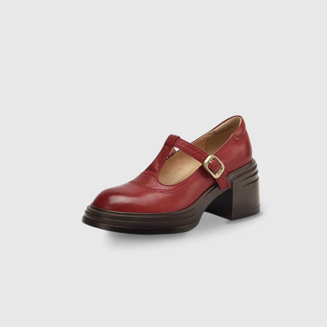 Rowena | Women's Chunky Block Heel Mary Jane Pumps Round Toe Strap