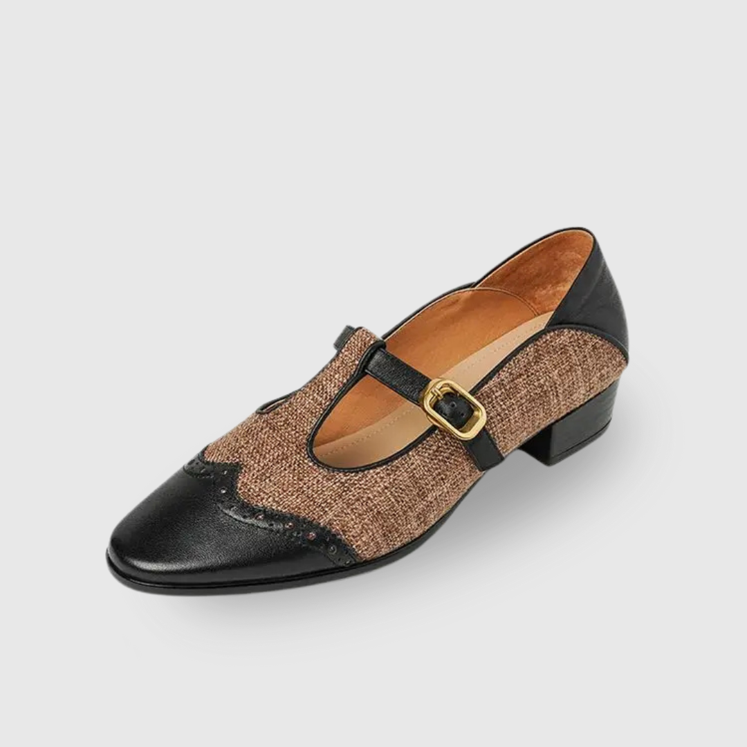 Cosima | Women's Two-Tone T-Strap Mary Jane Shoes Vintage Low Heel