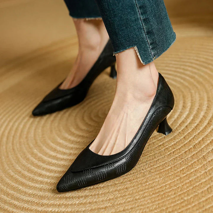 Paloma | Women's Pointed Toe Kitten Heel Pumps Slip On Mid Heel