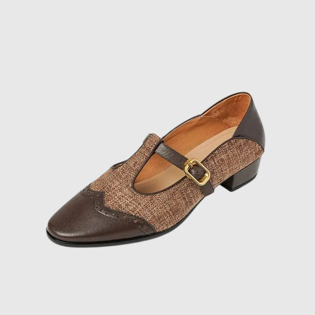 Cosima | Women's Two-Tone T-Strap Mary Jane Shoes Vintage Low Heel
