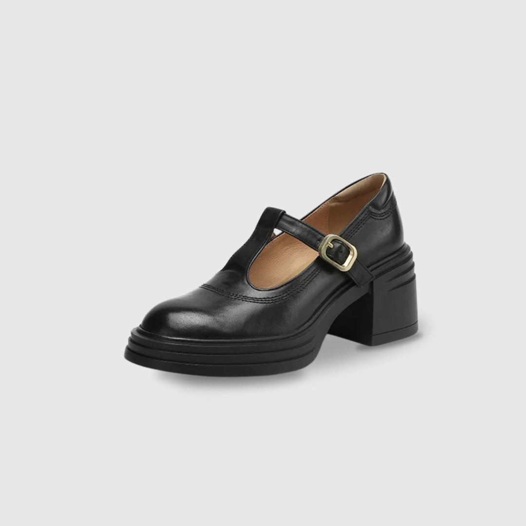 Rowena | Women's Chunky Block Heel Mary Jane Pumps Round Toe Strap