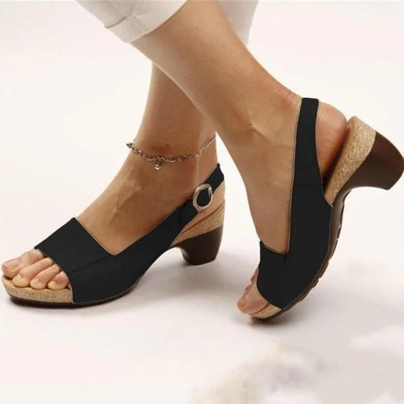 Vivian | Women's Block Heel Slingback Sandals with Buckle Strap