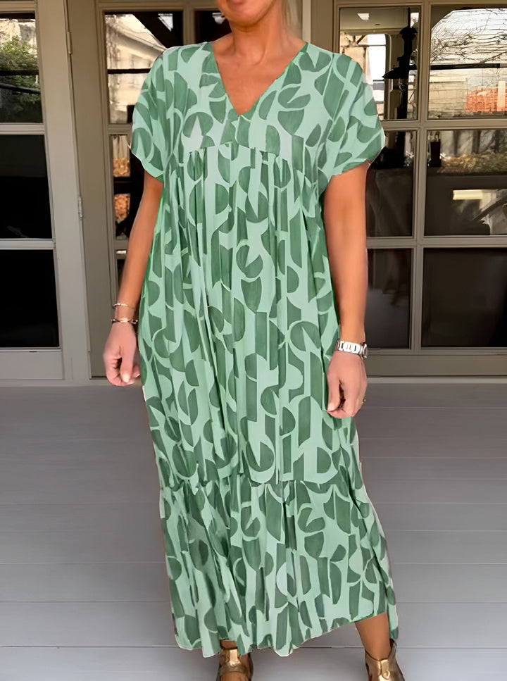 Pearl | Women's V Neck Flowy Draped Midi Dress Evening