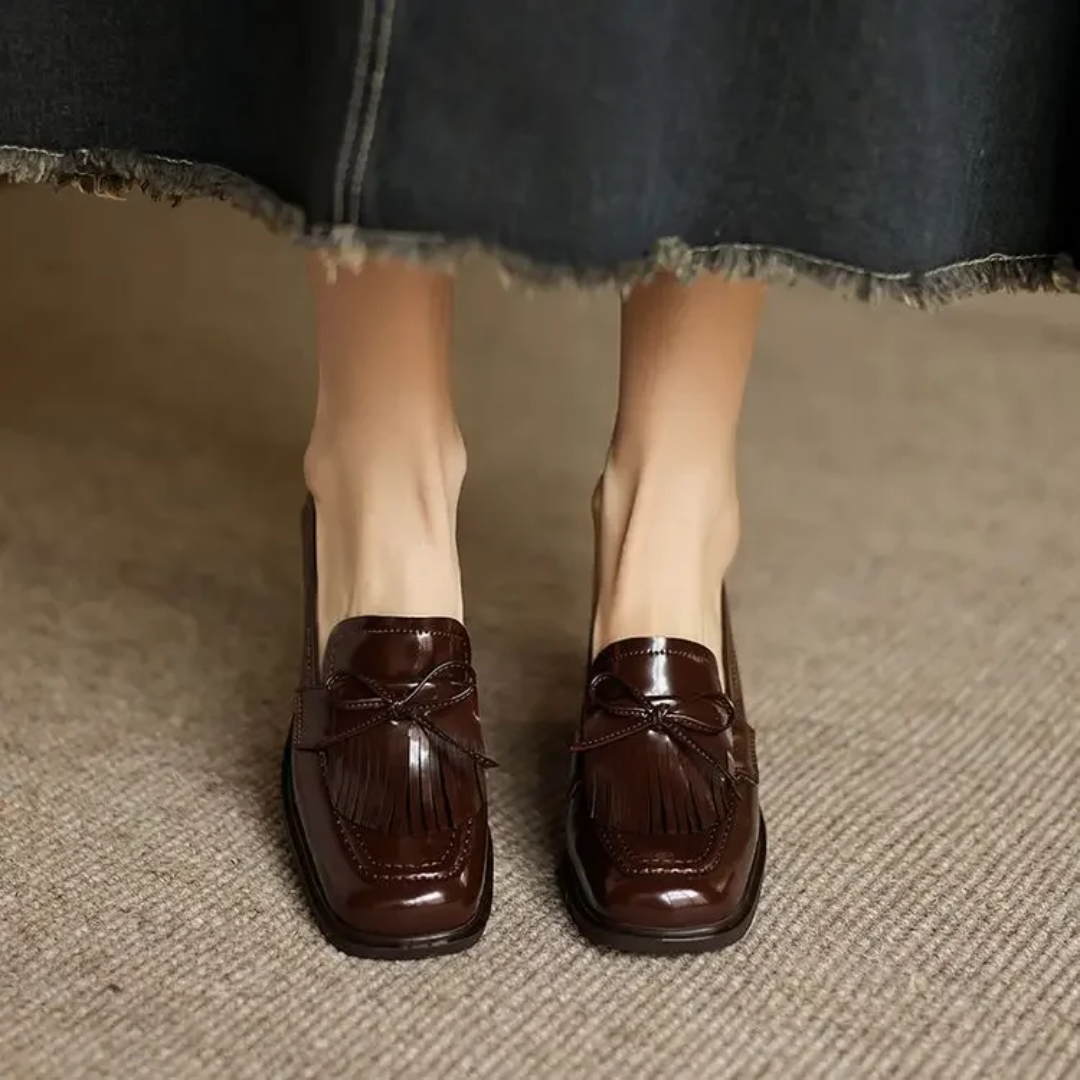 Vivienne | Women's Tassel Loafer Pumps Block Heel Round Toe Heels