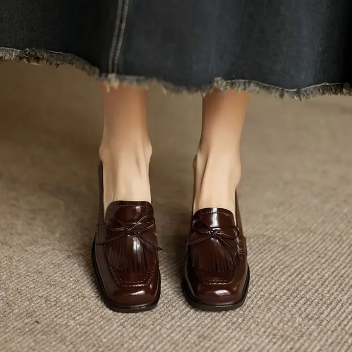 Vivienne | Women's Tassel Loafer Pumps Block Heel Round Toe Heels