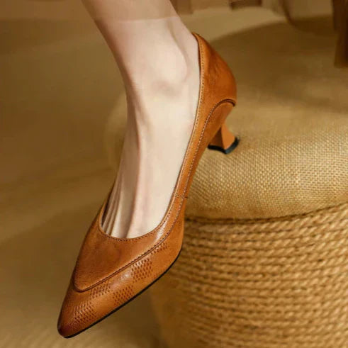 Paloma | Women's Pointed Toe Kitten Heel Pumps Slip On Mid Heel