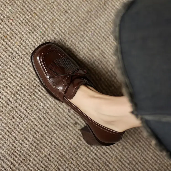 Vivienne | Women's Tassel Loafer Pumps Block Heel Round Toe Heels
