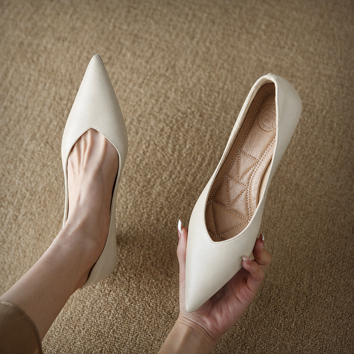 Camille | Women's Pointed Toe Pumps Low Kitten Heel Slip On Shoes