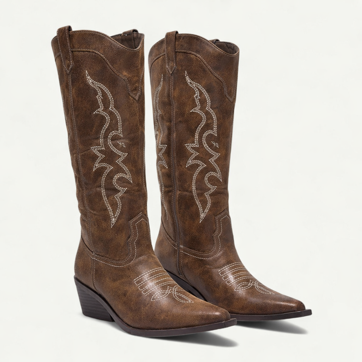 Mella™ | Western Calf High Pointed Toe Boots for Women