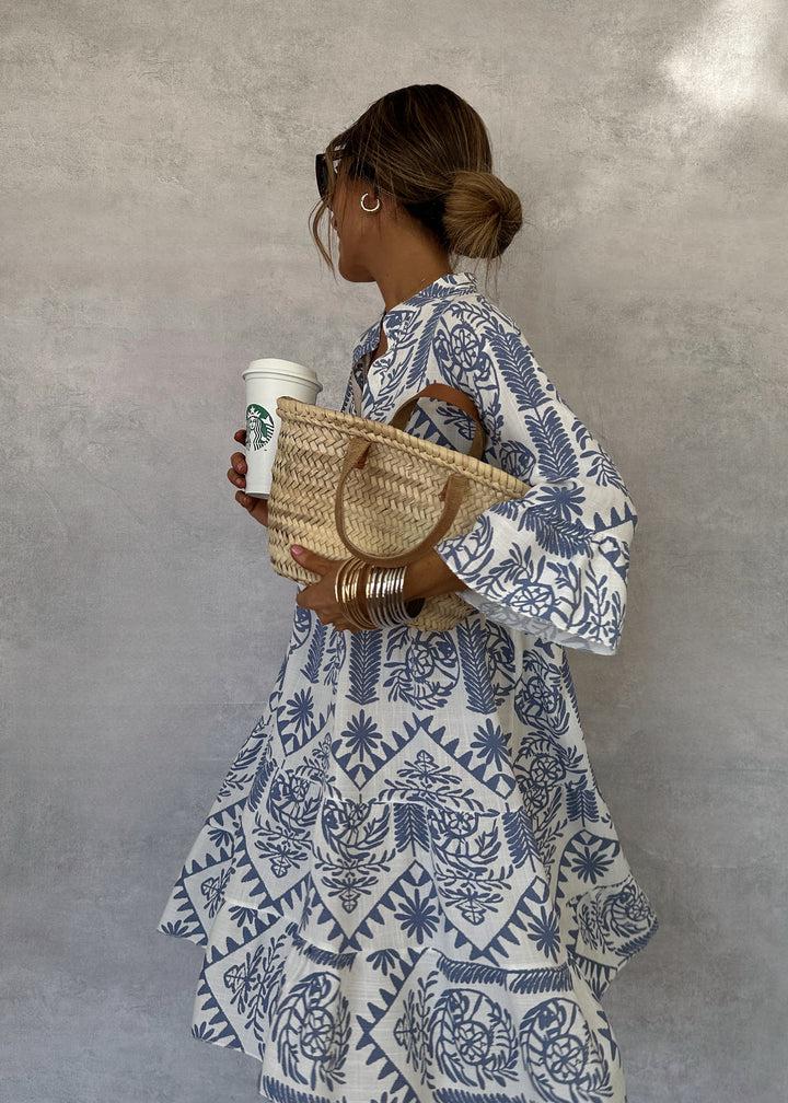 Celeste | Women's Boho Print V-Neck 3/4 Sleeve Swing Dress