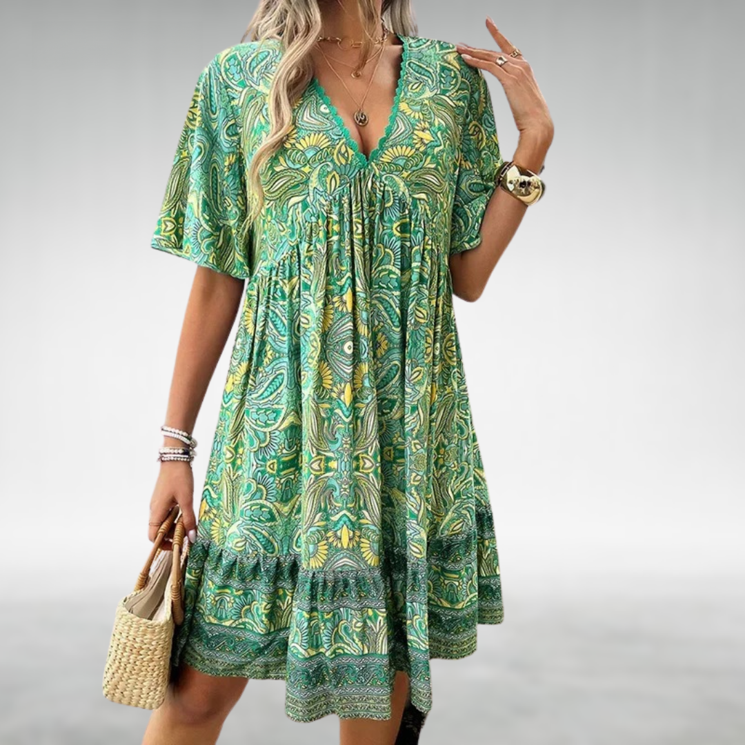 Laurel | Women's Paisley Boho Mini Dress Vacation