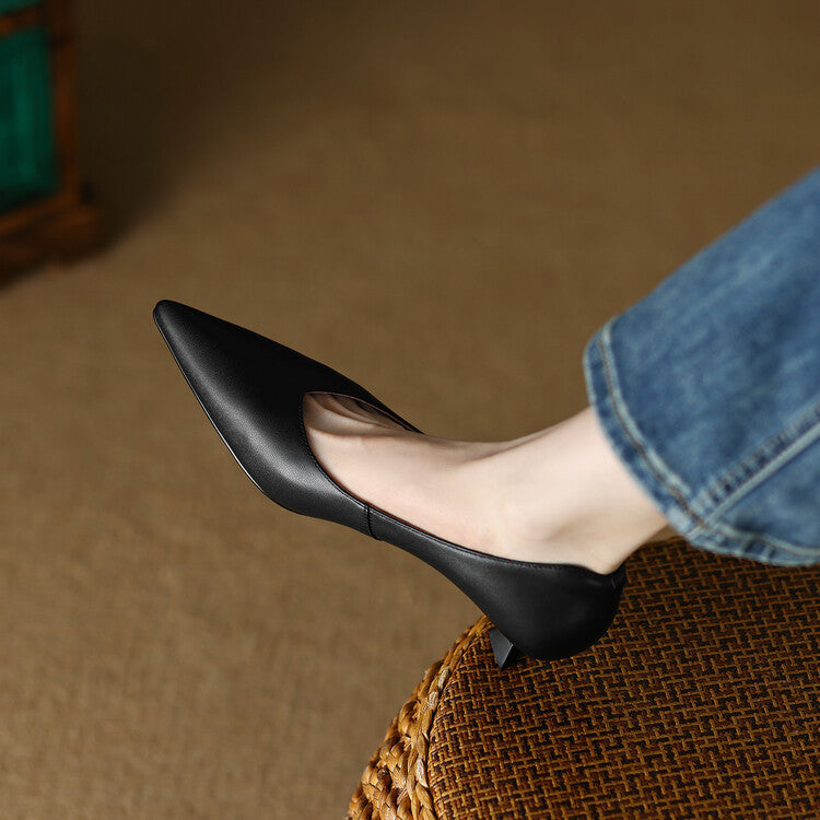 Camille | Women's Pointed Toe Pumps Low Kitten Heel Slip On Shoes