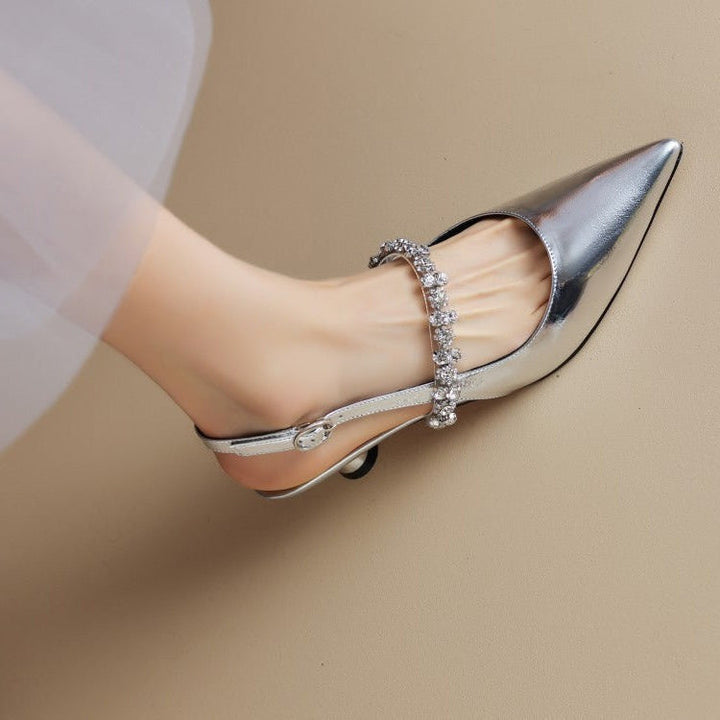 Seraphina | Women's Crystal Strap Slingback Heels Pointed Toe Pumps