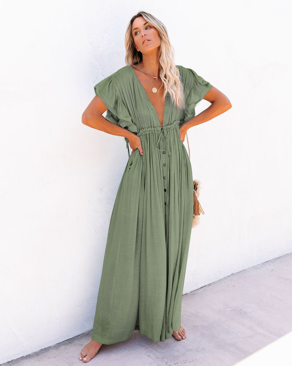 Annabelle | Women's Wrap V Neck Boho Flowy Beach Cover Up Beach