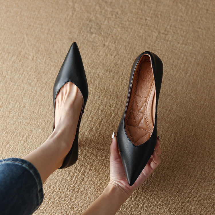 Camille | Women's Pointed Toe Pumps Low Kitten Heel Slip On Shoes