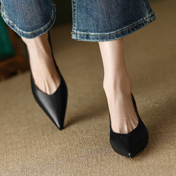 Camille | Women's Pointed Toe Pumps Low Kitten Heel Slip On Shoes