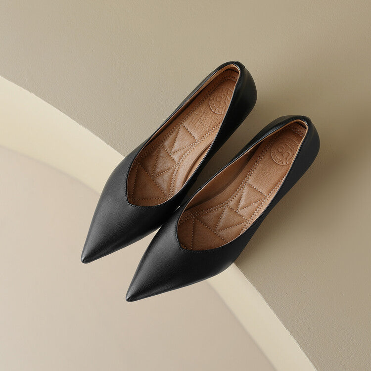 Camille | Women's Pointed Toe Pumps Low Kitten Heel Slip On Shoes