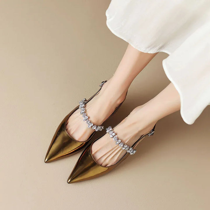 Seraphina | Women's Crystal Strap Slingback Heels Pointed Toe Pumps