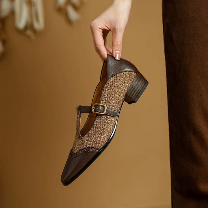 Cosima | Women's Two-Tone T-Strap Mary Jane Shoes Vintage Low Heel