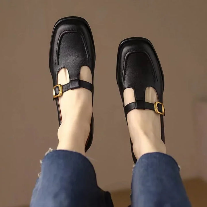 Wren | Women's T-Strap Mary Jane Shoes Square Toe Low Block Heel