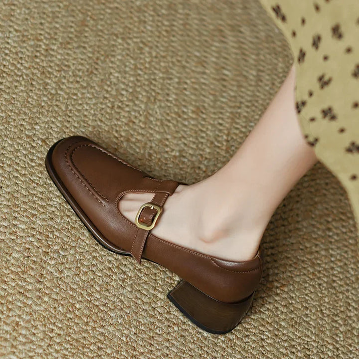 Wren | Women's T-Strap Mary Jane Shoes Square Toe Low Block Heel