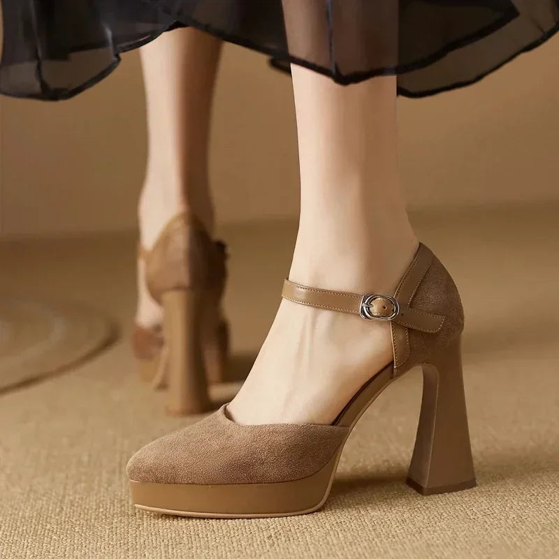 Aurore | Women's Platform Block Heel Pumps Ankle Strap High Heels