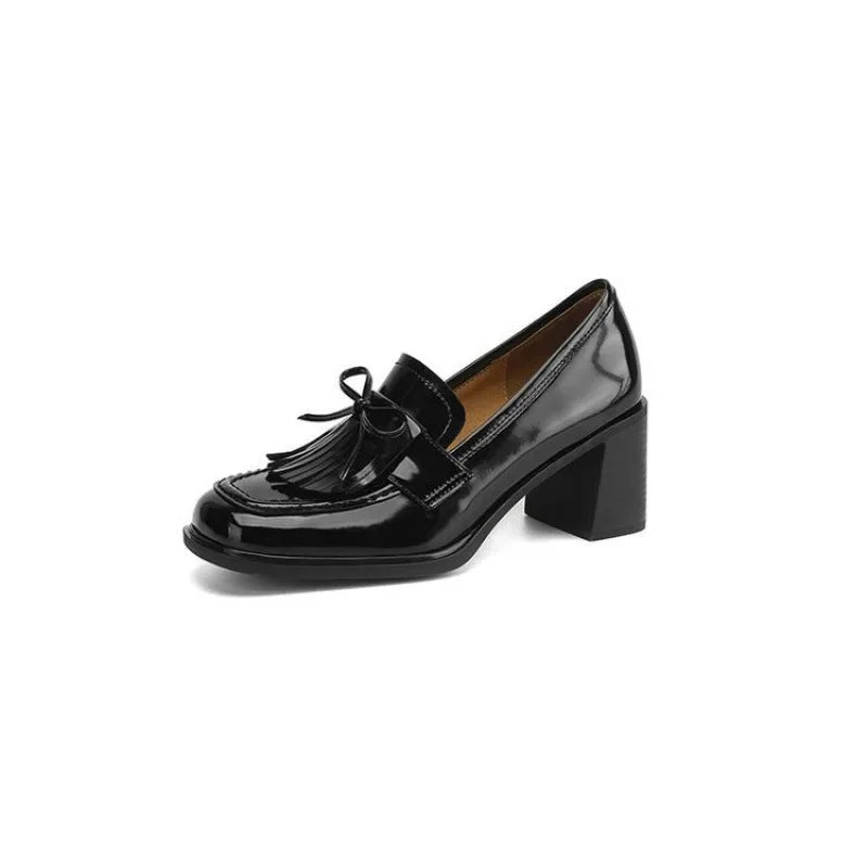 Vivienne | Women's Tassel Loafer Pumps Block Heel Round Toe Heels