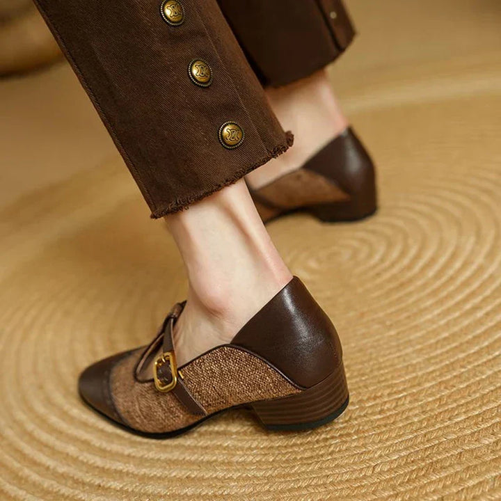 Cosima | Women's Two-Tone T-Strap Mary Jane Shoes Vintage Low Heel