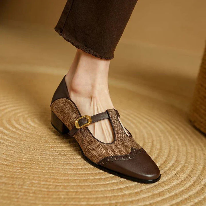Cosima | Women's Two-Tone T-Strap Mary Jane Shoes Vintage Low Heel