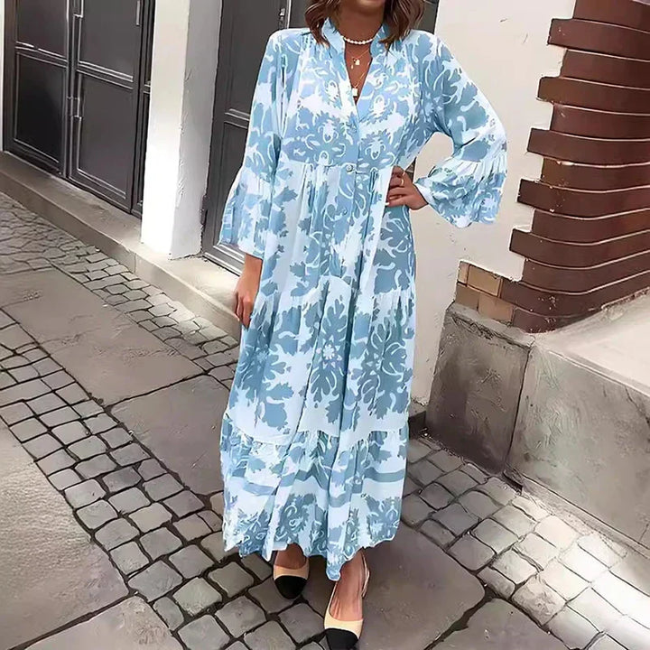 Harmony | Women's Boho Flowy Printed Draped Maxi Dress Casual