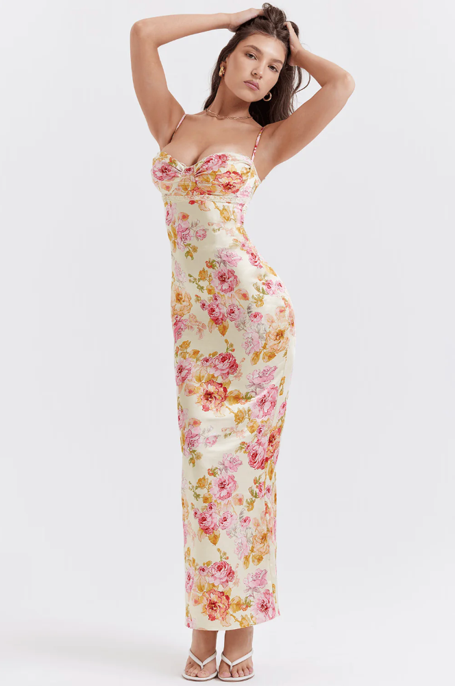 Katherine | Women's Wedding Guest Floral Spaghetti Strap Dress