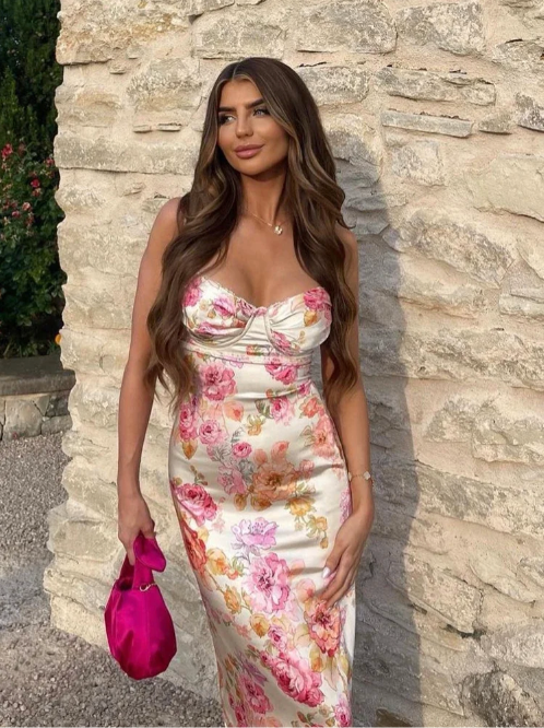 Katherine | Women's Wedding Guest Floral Spaghetti Strap Dress