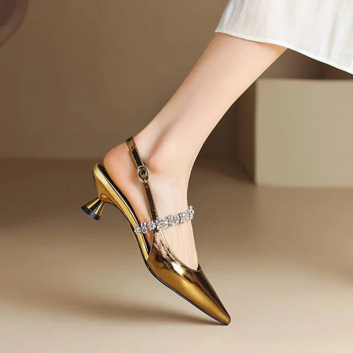 Seraphina | Women's Crystal Strap Slingback Heels Pointed Toe Pumps