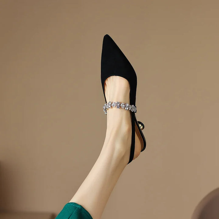 Seraphina | Women's Crystal Strap Slingback Heels Pointed Toe Pumps