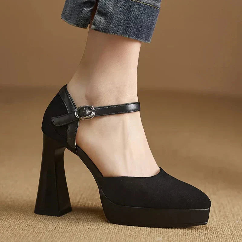 Aurore | Women's Platform Block Heel Pumps Ankle Strap High Heels