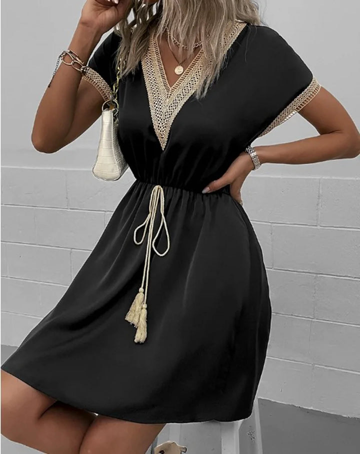 Matilda | Women's V Neck Boho Flowy Draped Dress Casual