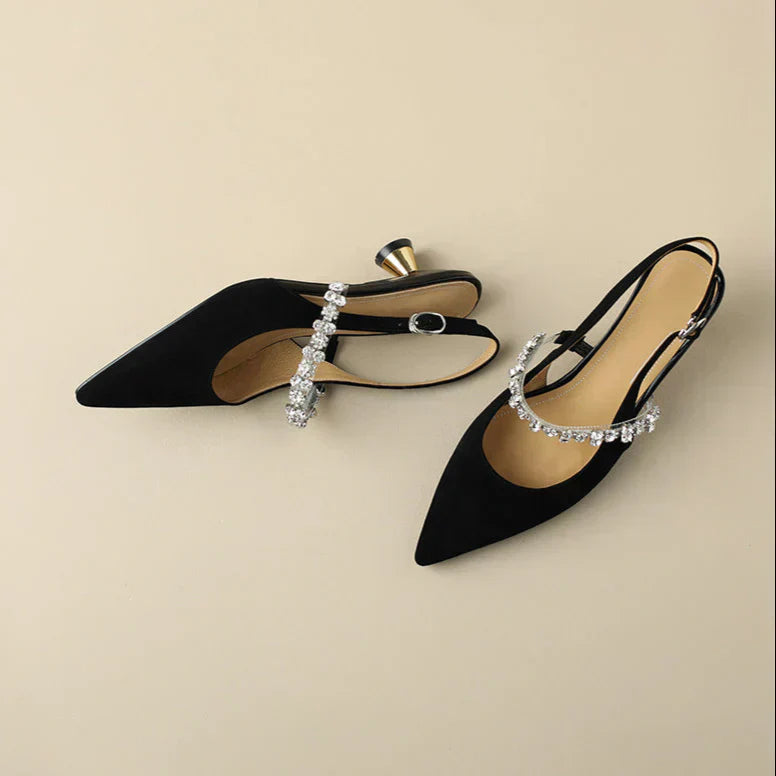 Seraphina | Women's Crystal Strap Slingback Heels Pointed Toe Pumps