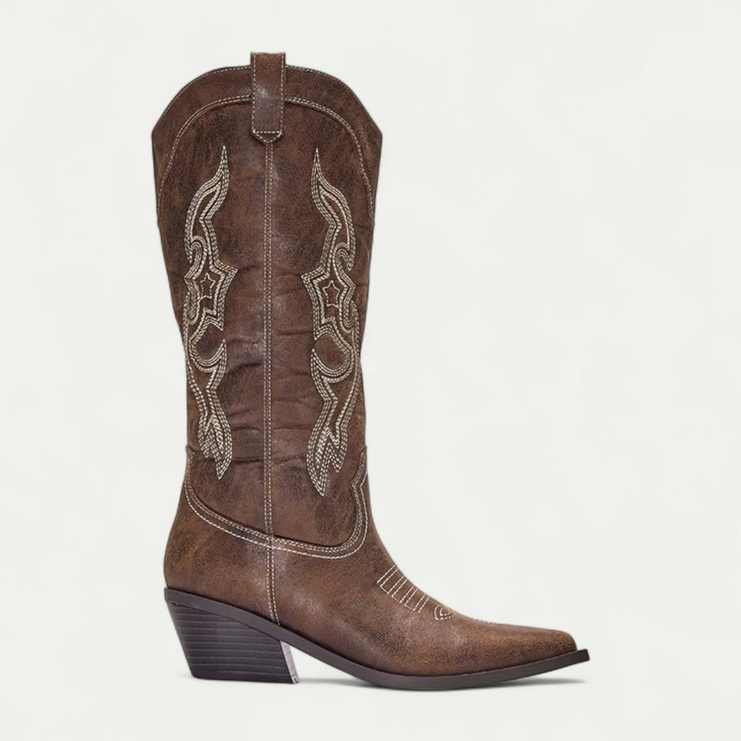 Mella™ | Western Calf High Pointed Toe Boots for Women
