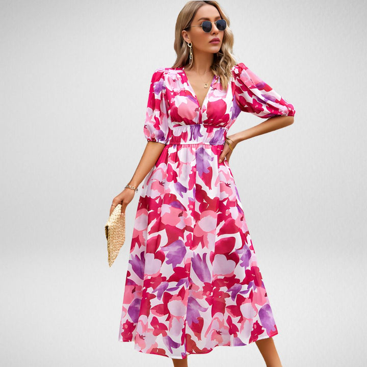 Violet | Women's V Neck Flowy Elegant Dress
