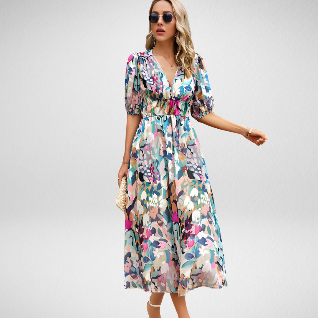 Violet | Women's V Neck Flowy Elegant Dress