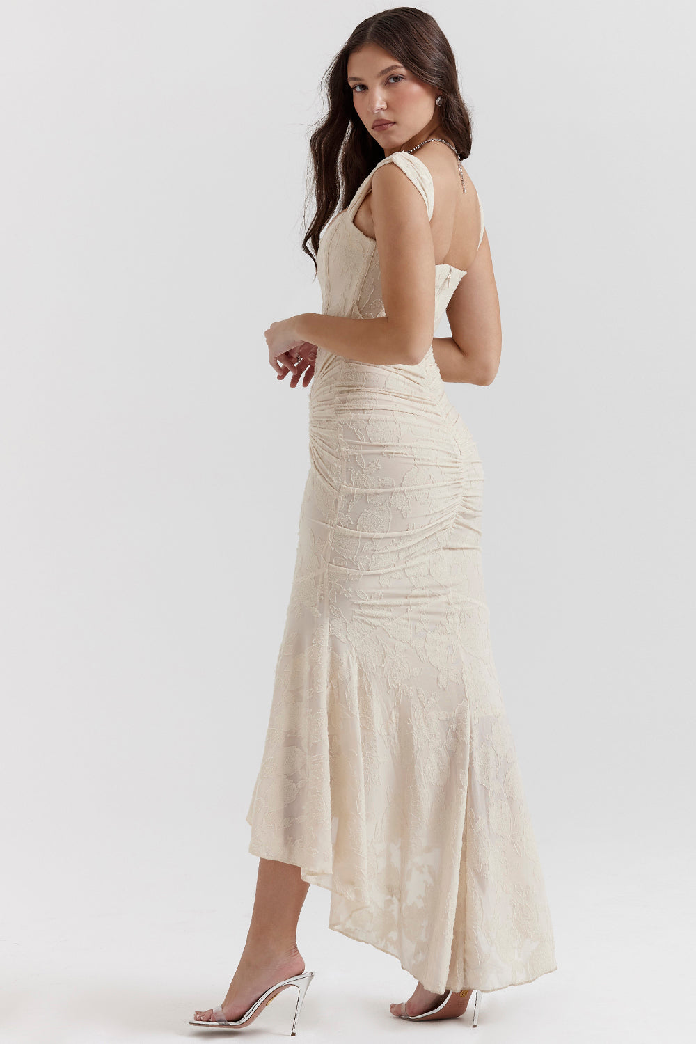 Charlotte | Women's Wedding Guest Lace Ruched Bodycon Dress Evening