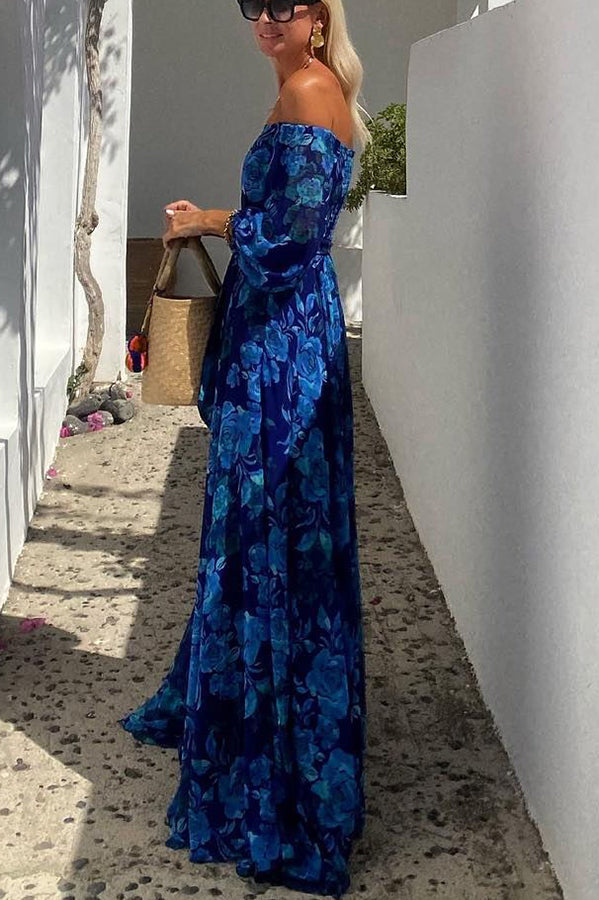 Cosette | Women's Wedding Guest Floral Off Shoulder Maxi Dress Evening