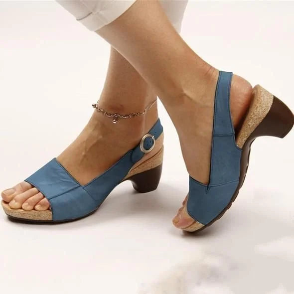 Vivian | Women's Block Heel Slingback Sandals with Buckle Strap